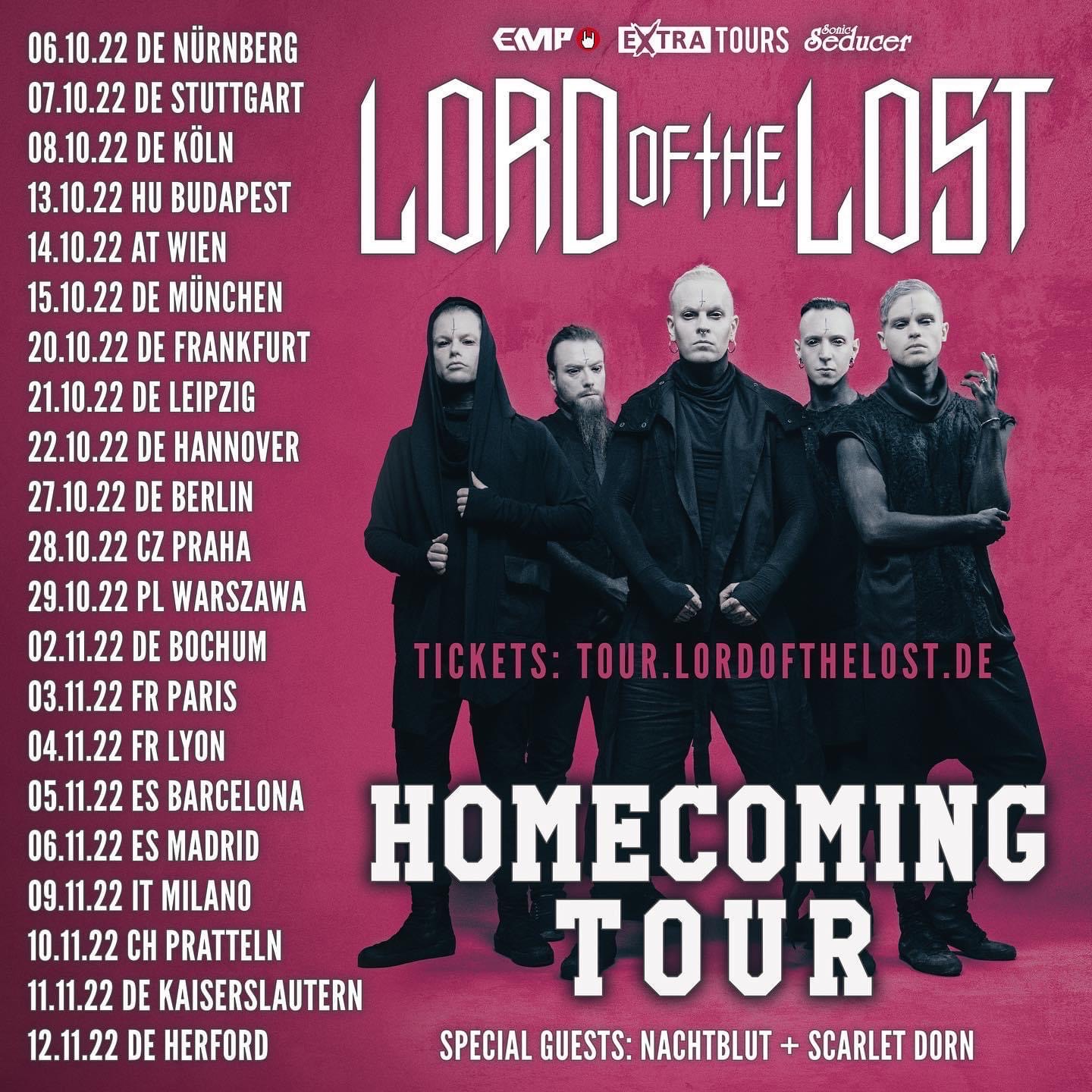 Lord Of The Lost Homecoming Tour 2022 Dates Scarlet Dorn